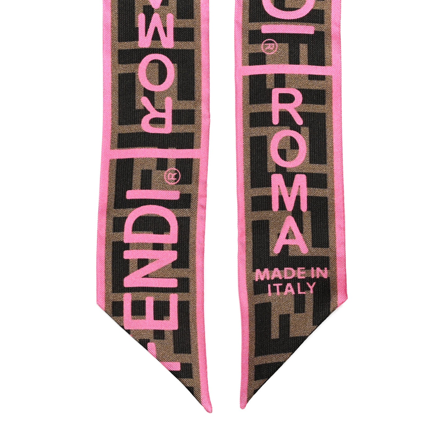 Silk FF 1974 Roma Logo Wrappy Scarf Rosa Fluo