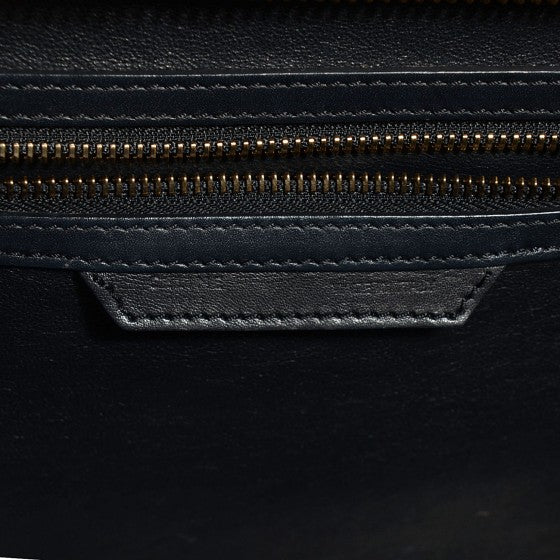 Smooth Calfskin Linen Mini Tri-Color Luggage Black Khaki Navy