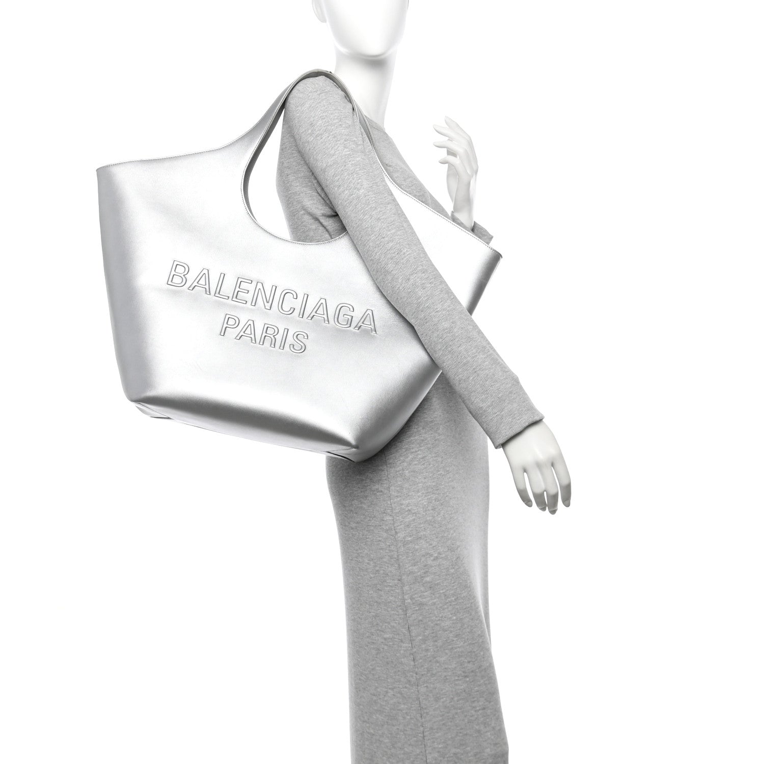 Balenciaga Metallic Calfskin Mary Kate Tote Silver 2 of 10