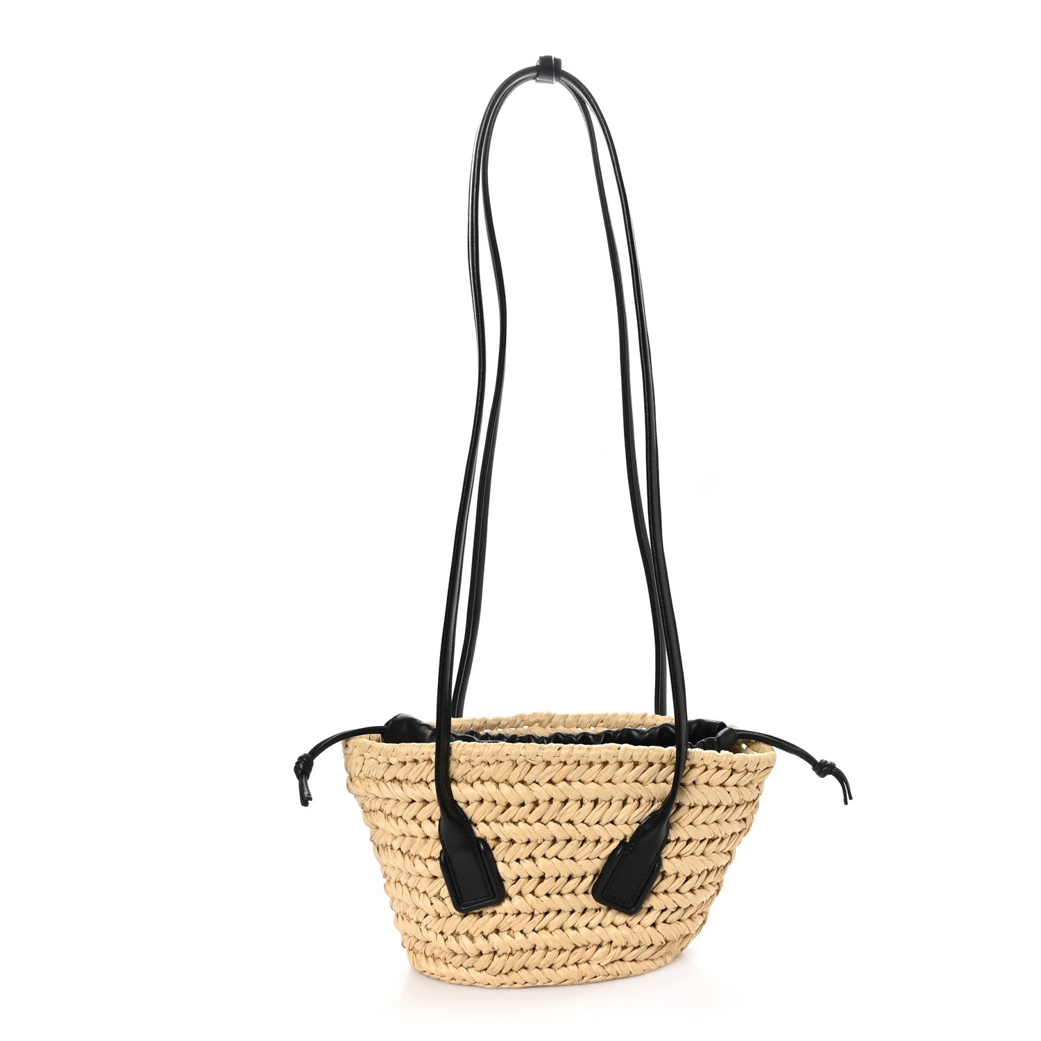 Bottega Veneta Raffia Calfskin Small Arco Basket Black 1 of 10