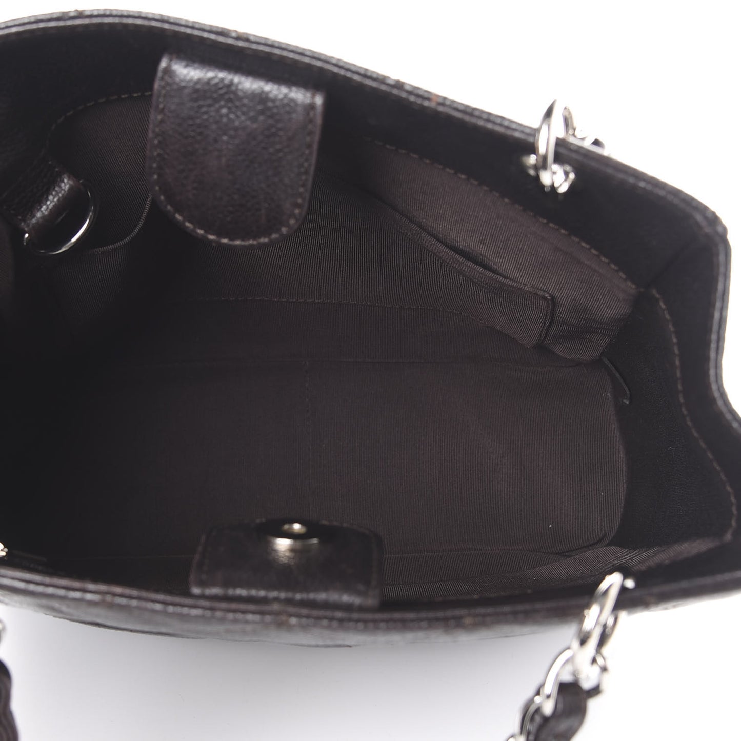 Caviar Petit Shopping Tote PST Dark Brown