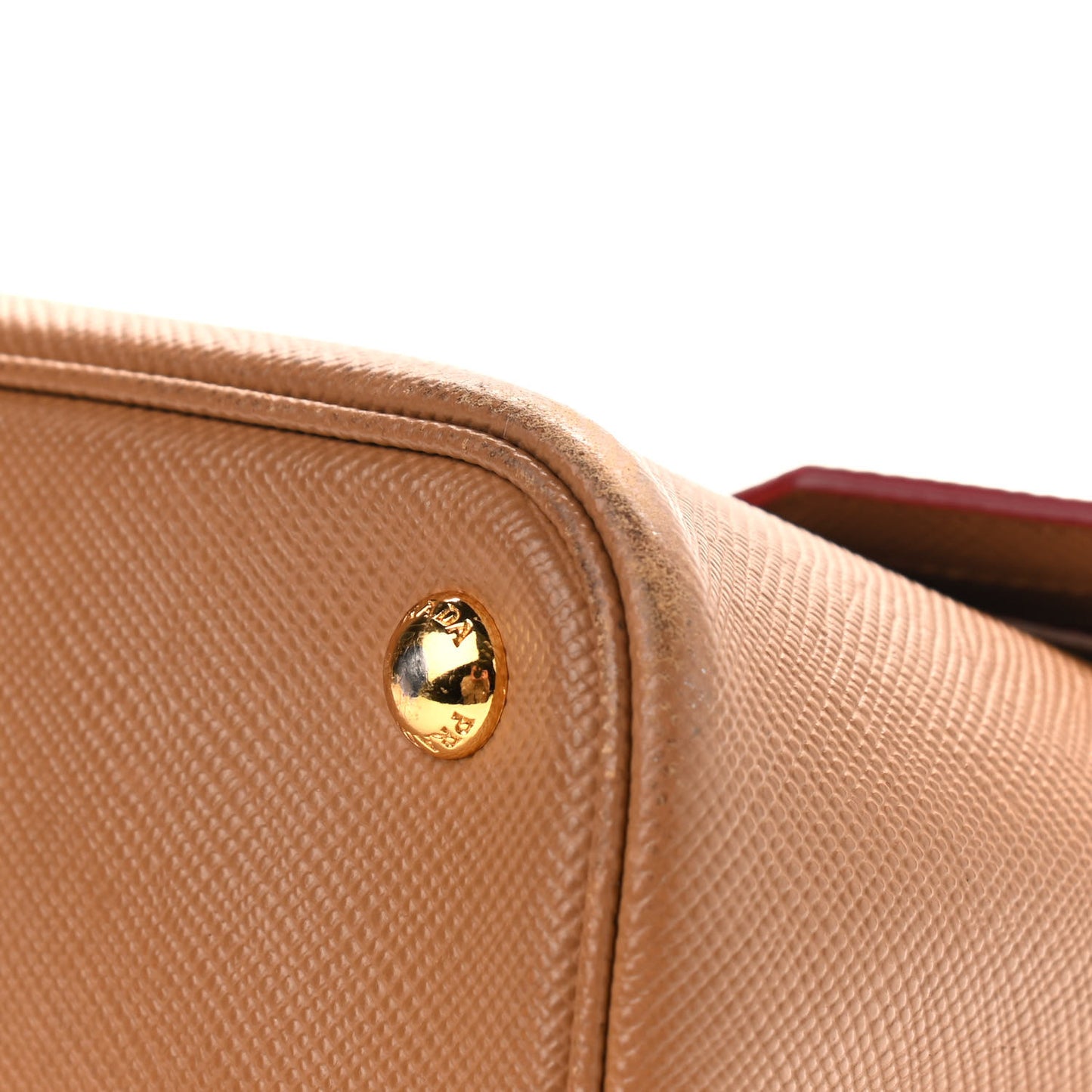 Saffiano Cuir Medium Double Bag Caramel Fuoco