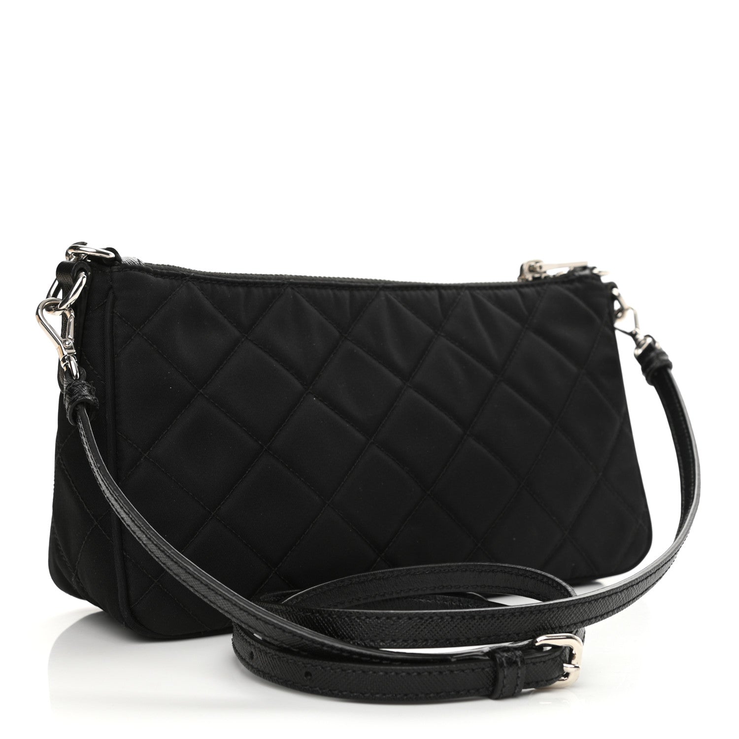 Prada Nylon Tessuto Impuntu Quilted Crossbody Bag Black 3 of 9