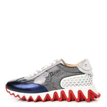Christian Louboutin Laminated Nappa Calfskin Disco Queen Womens Loubishark Sneakers 38 Multicolor 1 of 9