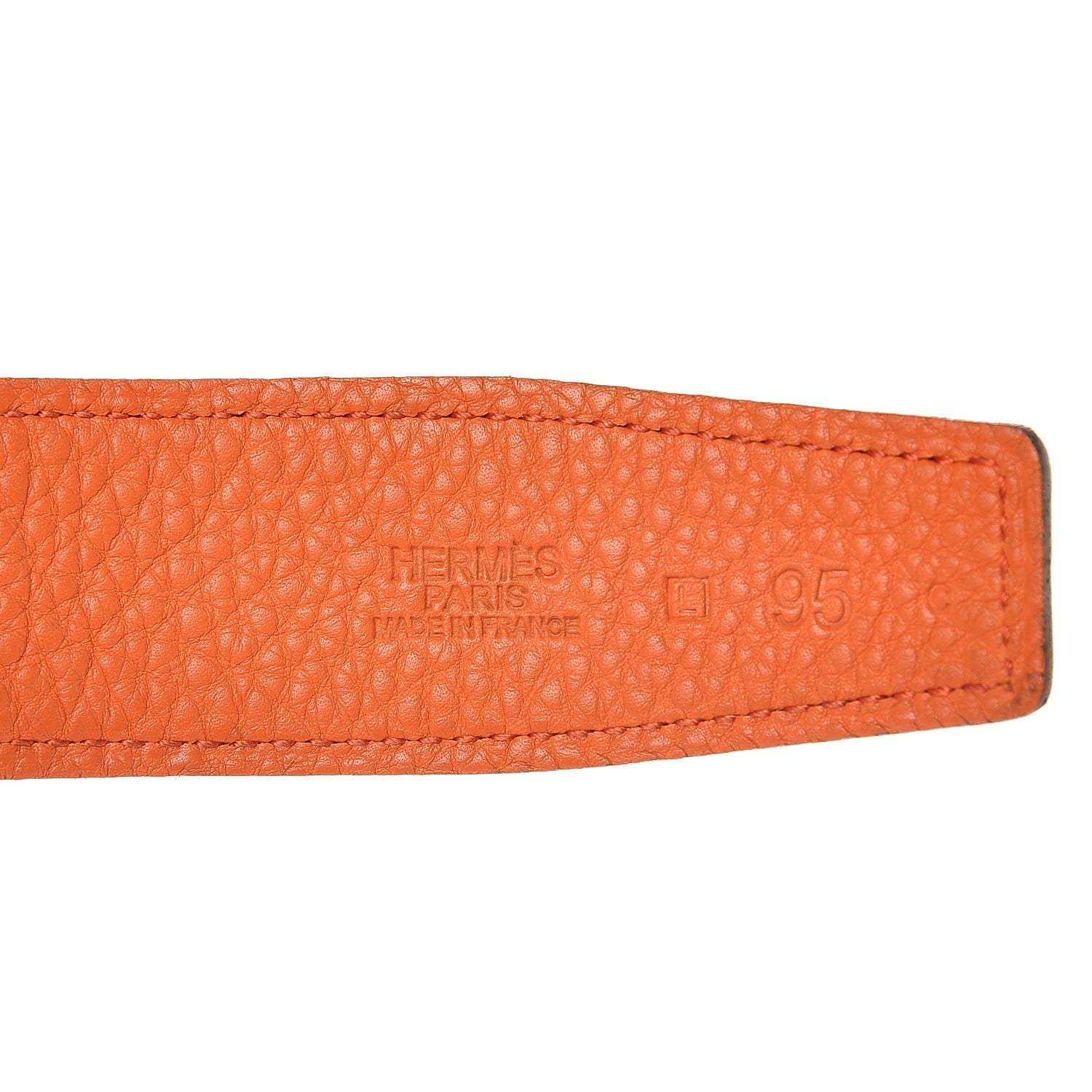 Hermes Box Togo Strie 32mm H Belt 95 Chocolate Orange 4 of 7