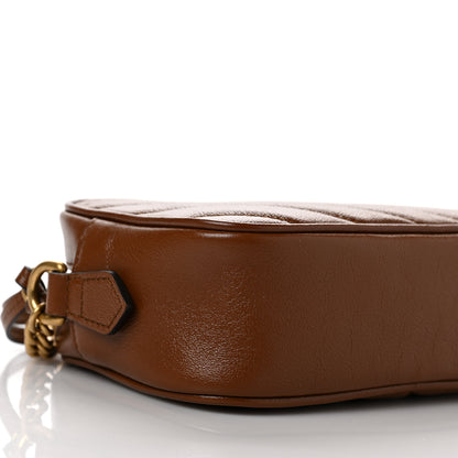 Gucci Glazed Calfskin Matelasse Diagonal Mini GG Marmont Chain Shoulder Bag Cuir 9 of 10