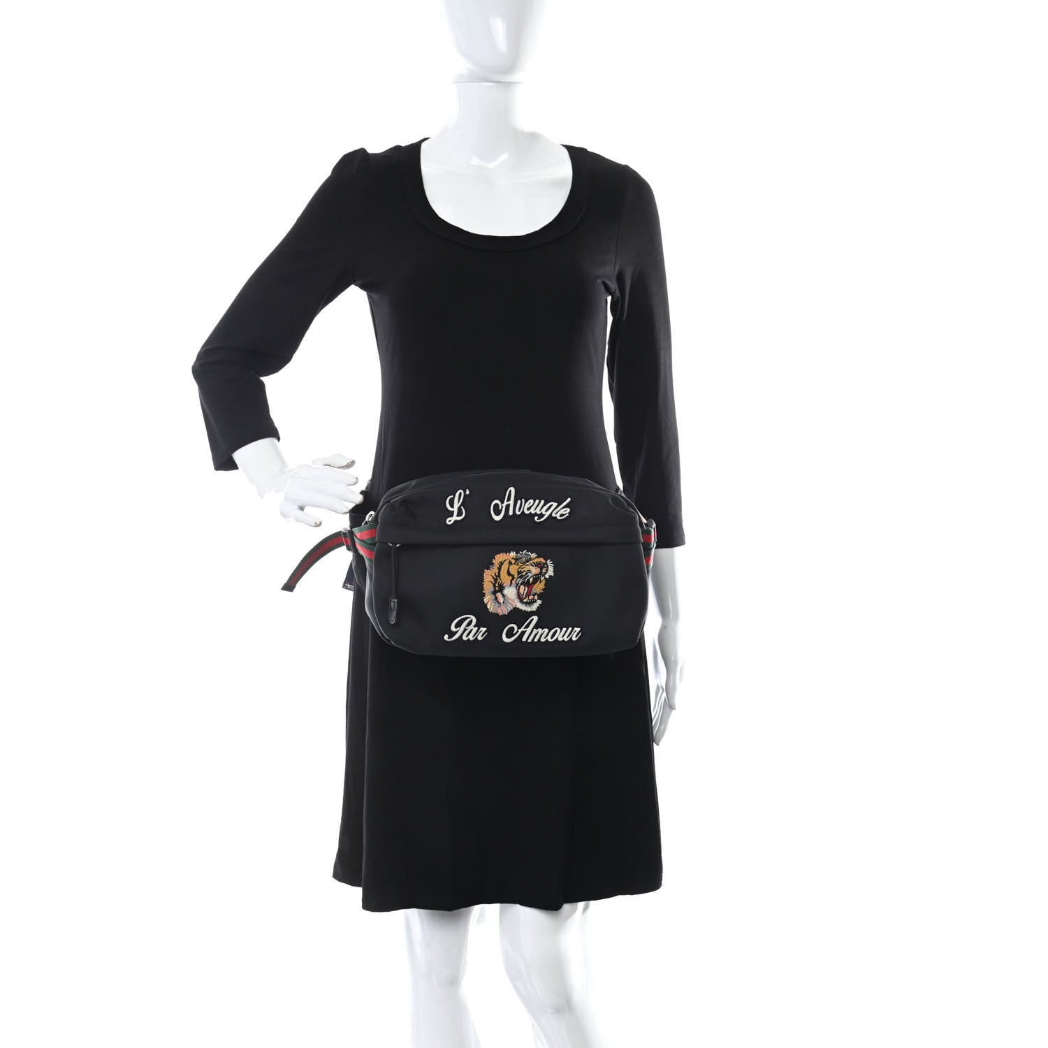 Gucci Techno Canvas Web L'Aveugle Par Amour Embroidered Belt Bag Black 2 of 13