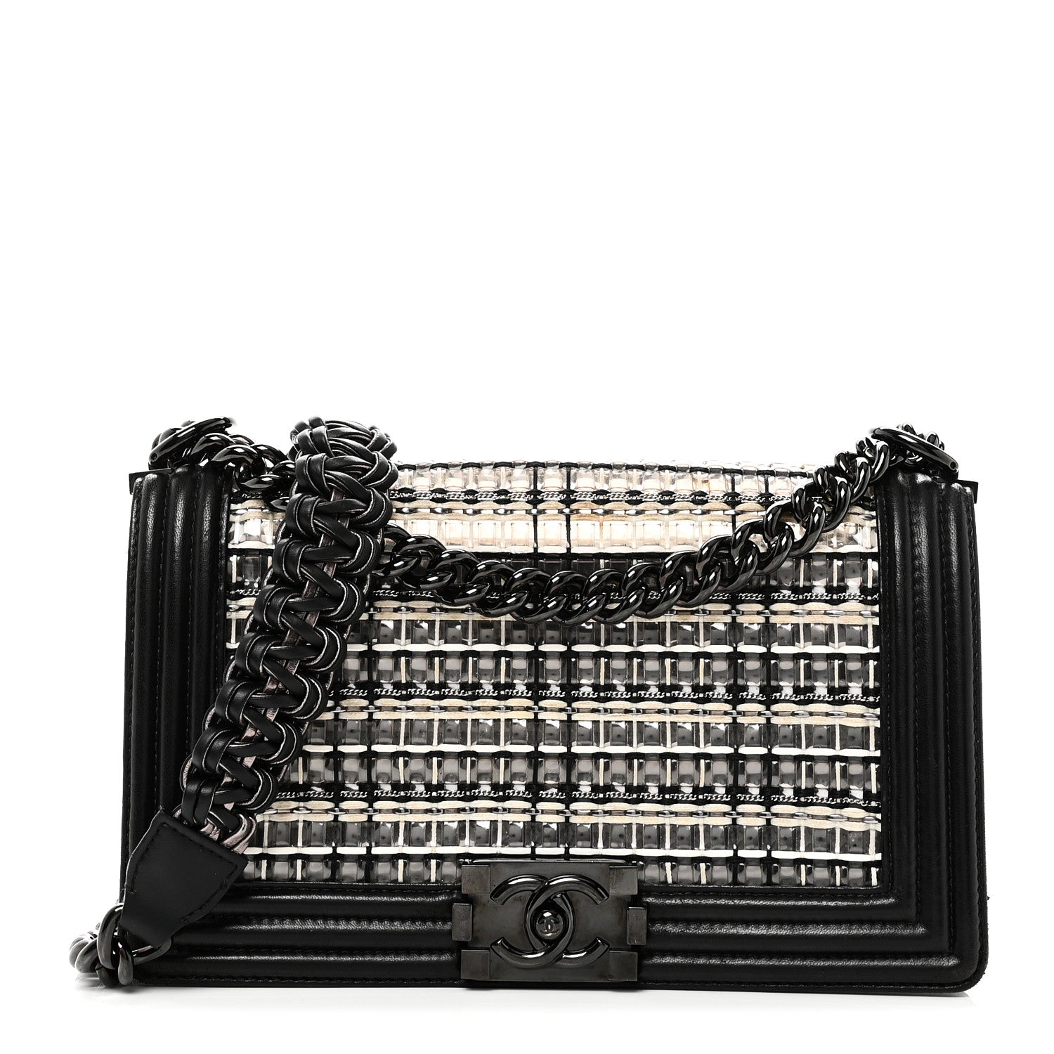 Chanel PVC Thread Woven Medium Boy Flap Black 1 of 13