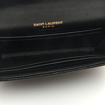 Saint Laurent Goatskin Carre Quilted Cassandre Small Envelope Wallet Black 5 of 6
