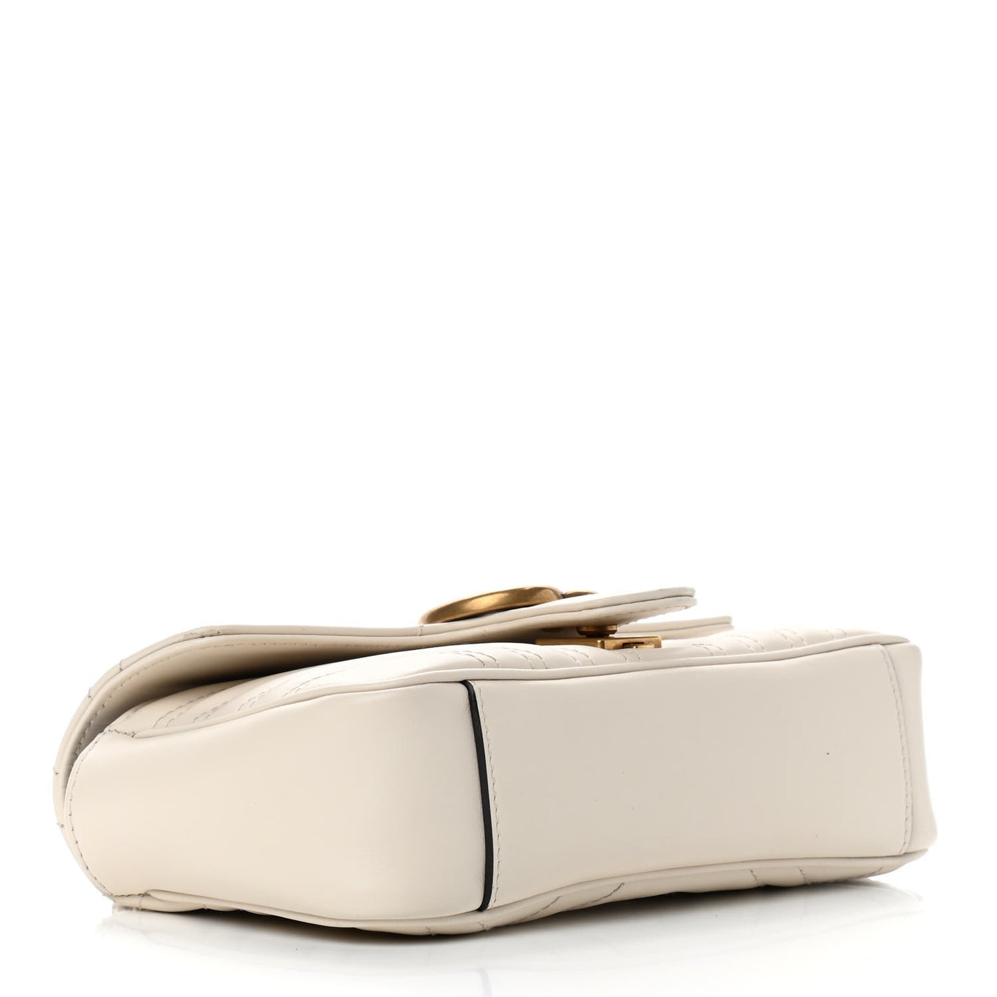 Calfskin Matelasse Mini GG Marmont Shoulder Bag White