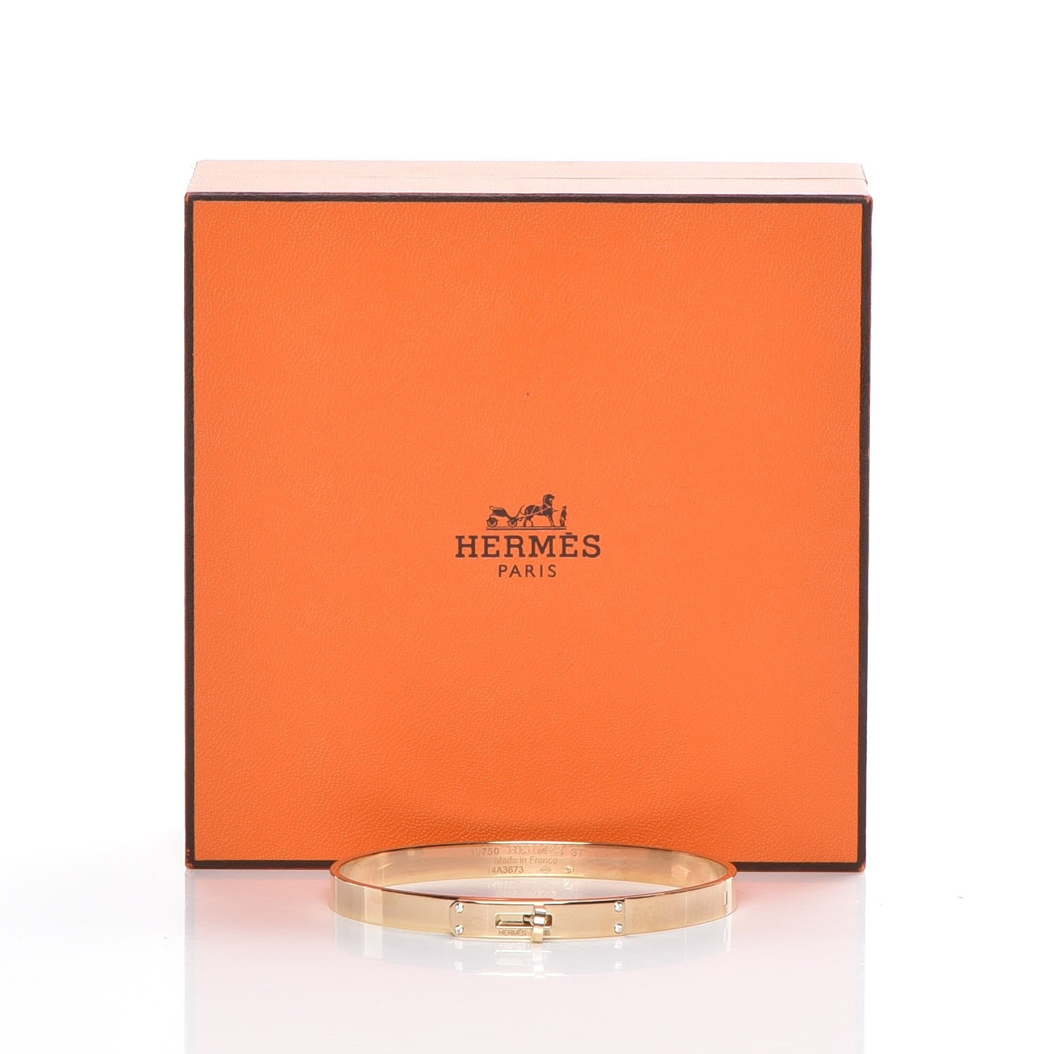 Hermes 18K Yellow Gold Diamond Kelly PM Bangle Small 6 of 6