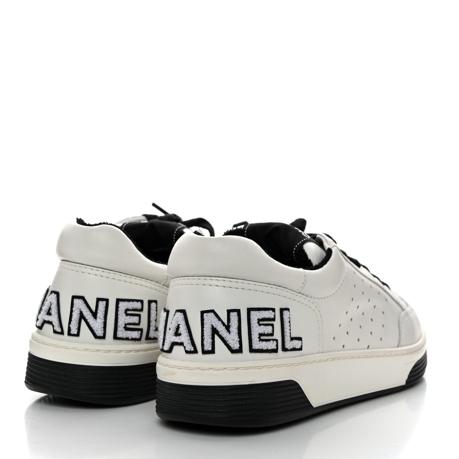 Chanel Calfskin Womens Logo Sneakers 40.5 White Black 4 of 9