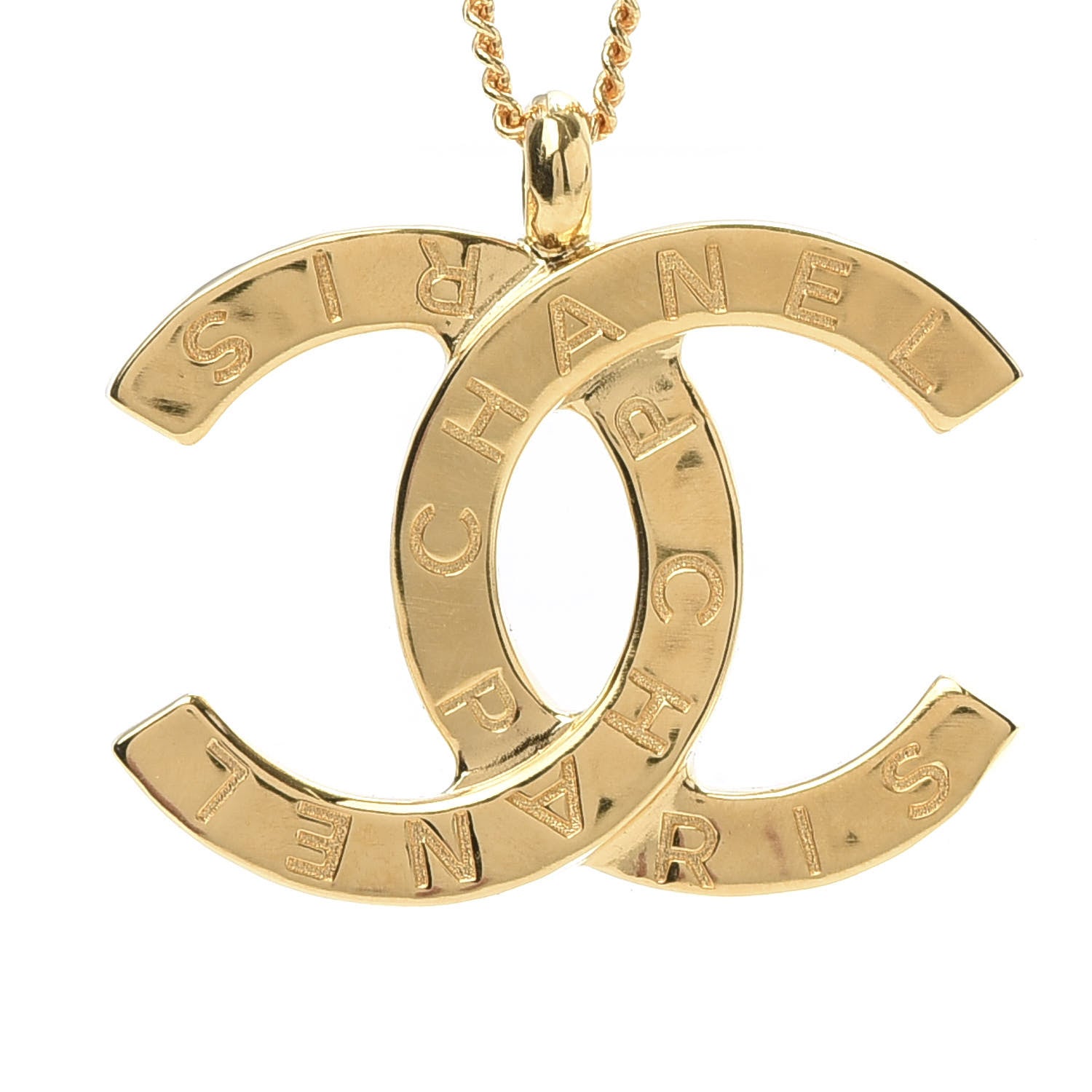 Chanel Metal CC Paris Button Necklace Gold 4 of 6
