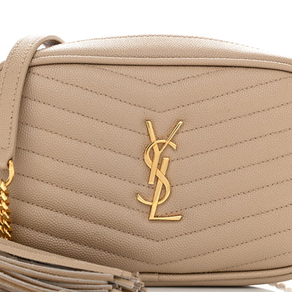 Saint Laurent Grain De Poudre Matelasse Monogram Mini Lou Camera Bag Dark Beige 8 of 12