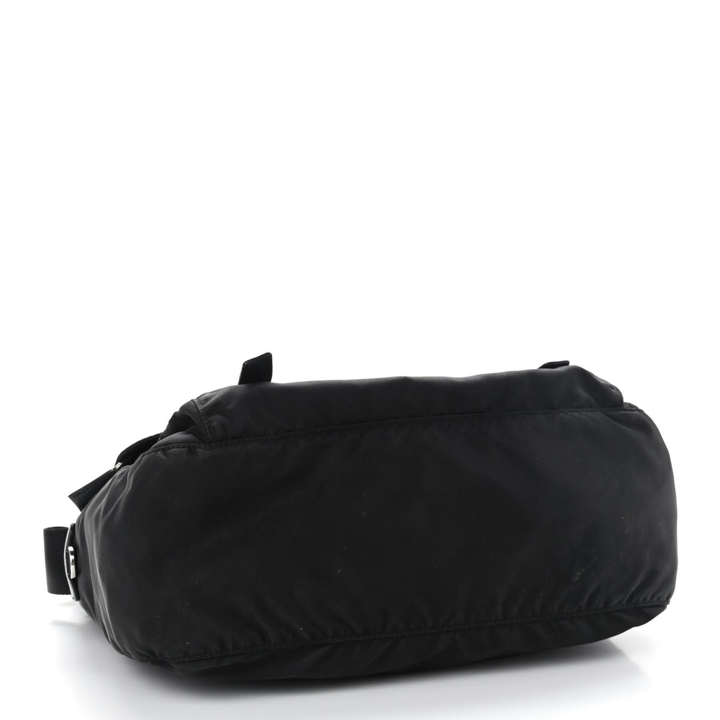 Tessuto Nylon Saffiano Double Buckle Messenger Shoulder Bag Black