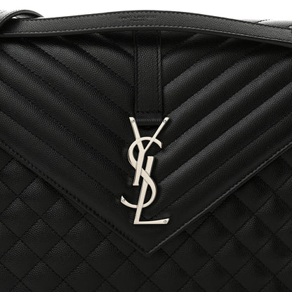 Saint Laurent Grain De Poudre Textured Mixed Matelasse Large Triquilt Monogram Satchel Black 8 of 11