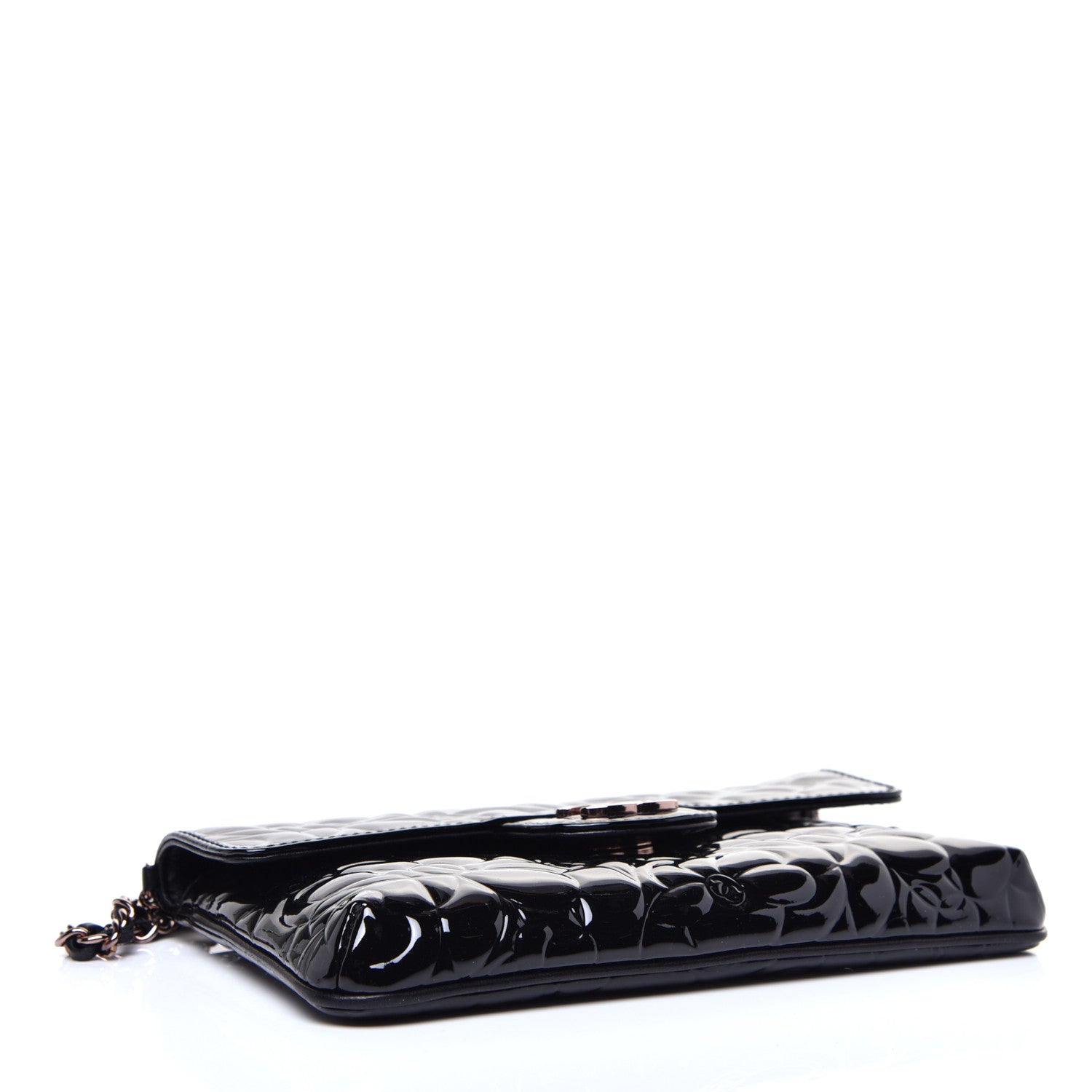 Chanel Patent Camellia Embossed Mini Flap Black 4 of 11