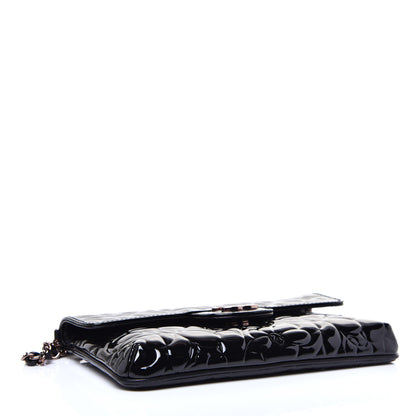 Chanel Patent Camellia Embossed Mini Flap Black 4 of 11