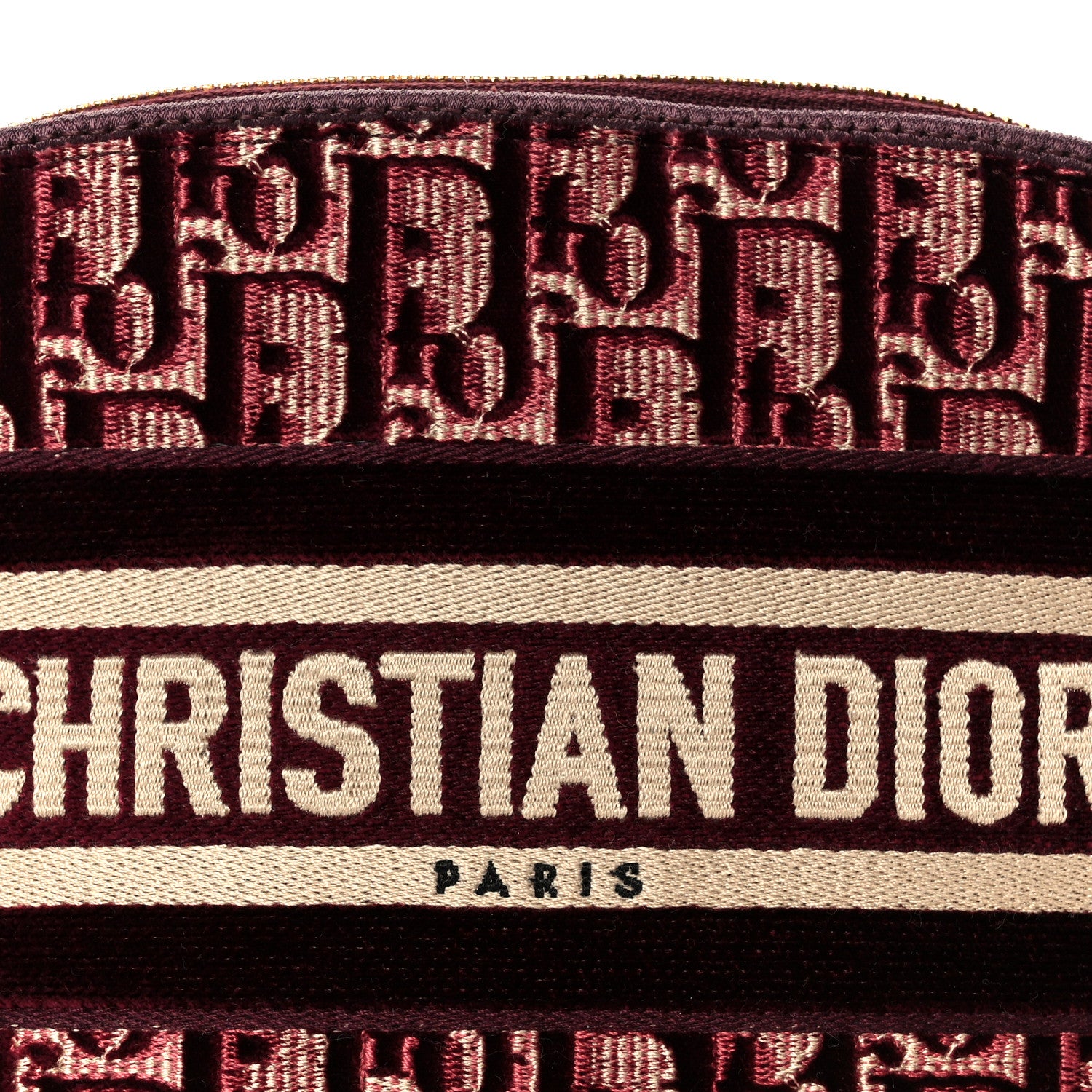 Christian Dior Velvet Oblique Cosmetic Pouch Burgundy 1823604