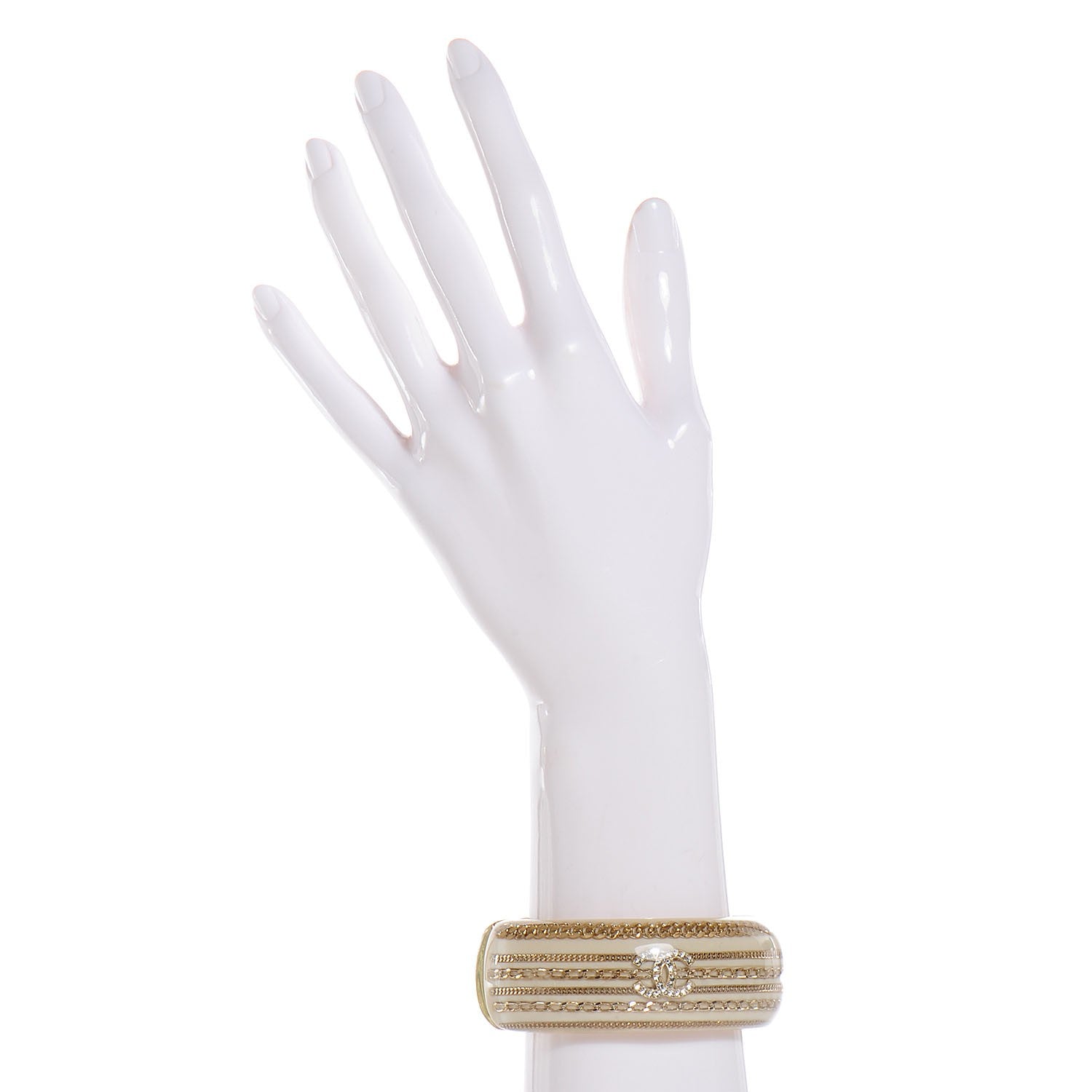 Chanel Chain Crystal CC Bracelet Gold 2 of 5