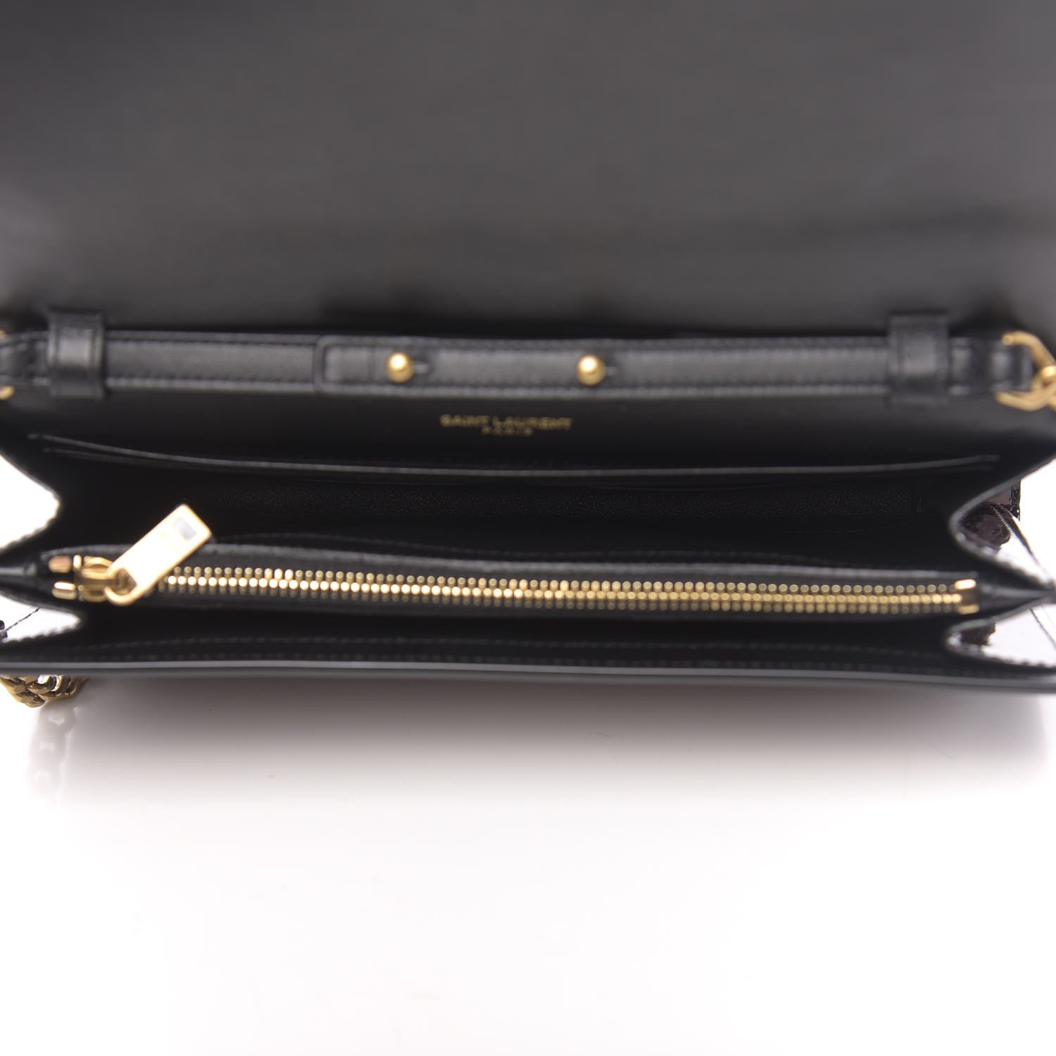 Saint Laurent Patent Monogram Chain Wallet Tortoiseshell 5 of 11