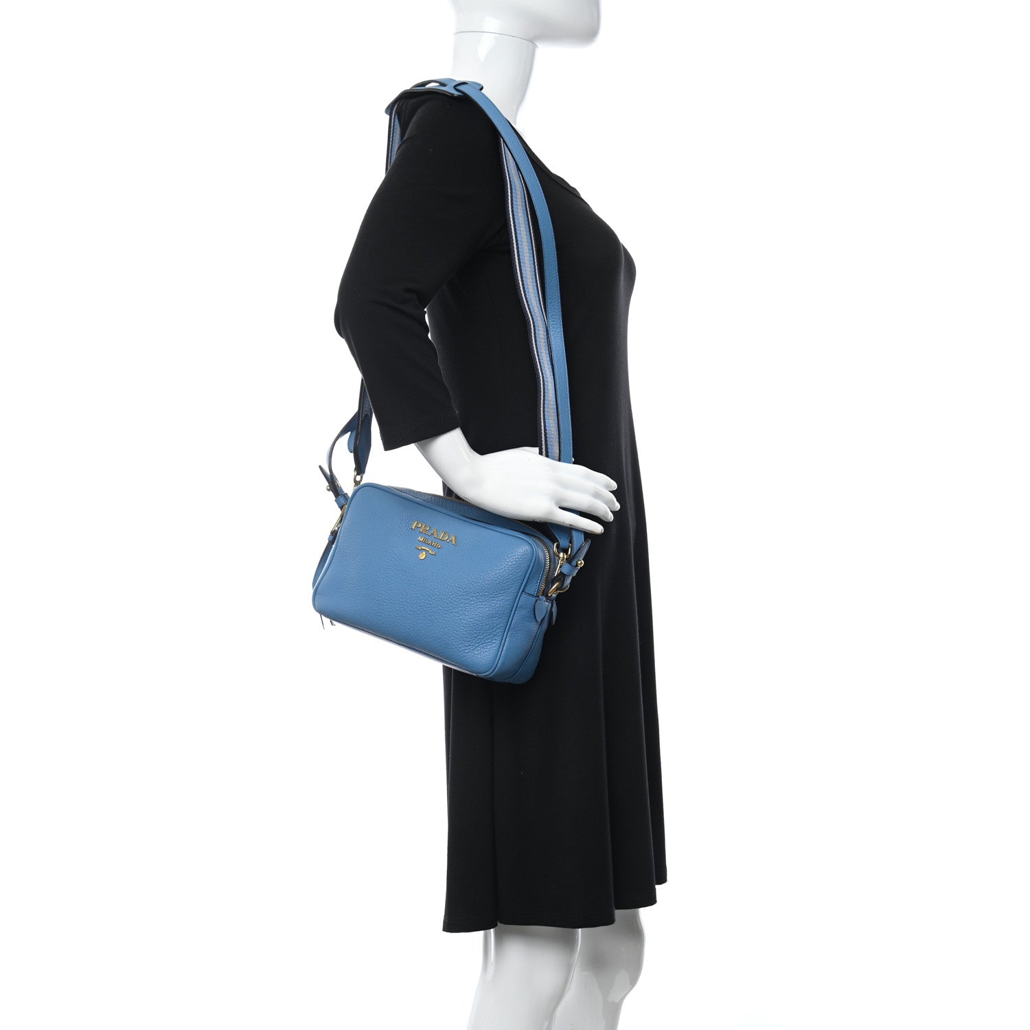 Prada Vitello Daino Medium Double Zip Shoulder Bag Mare 2 of 12