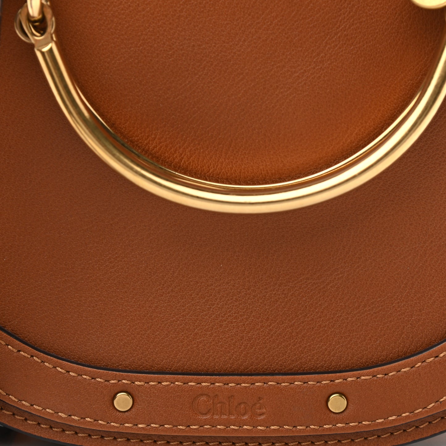 Calfskin Suede Small Nile Bracelet Bag Caramel