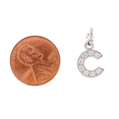 Chanel 18K White Gold Diamond C Charm 2 of 5