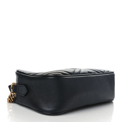 Gucci Calfskin Matelasse Small GG Marmont Chain Shoulder Bag Black 4 of 9