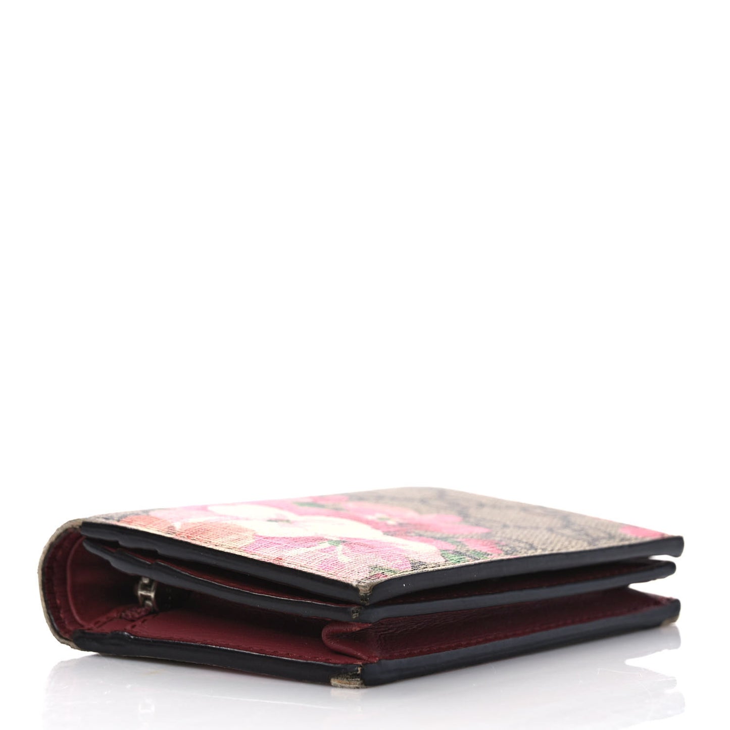GG Supreme Monogram Blooms Card Case Beige Multicolor Dry Rose