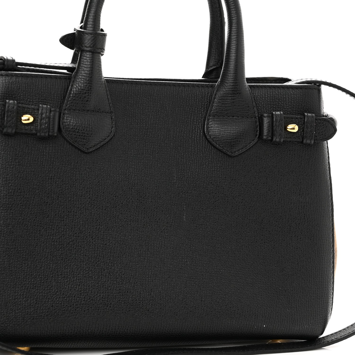 Burberry Derby Calfskin House Check Small Banner Tote Black 12 of 16
