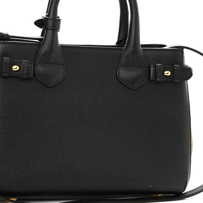 Burberry Derby Calfskin House Check Small Banner Tote Black 12 of 16