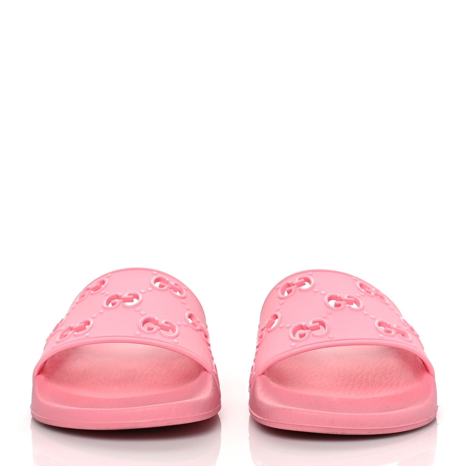 Gucci Rubber GG Monogram Perforated Womens Slide Sandals 39 Rose Box 2 of 6
