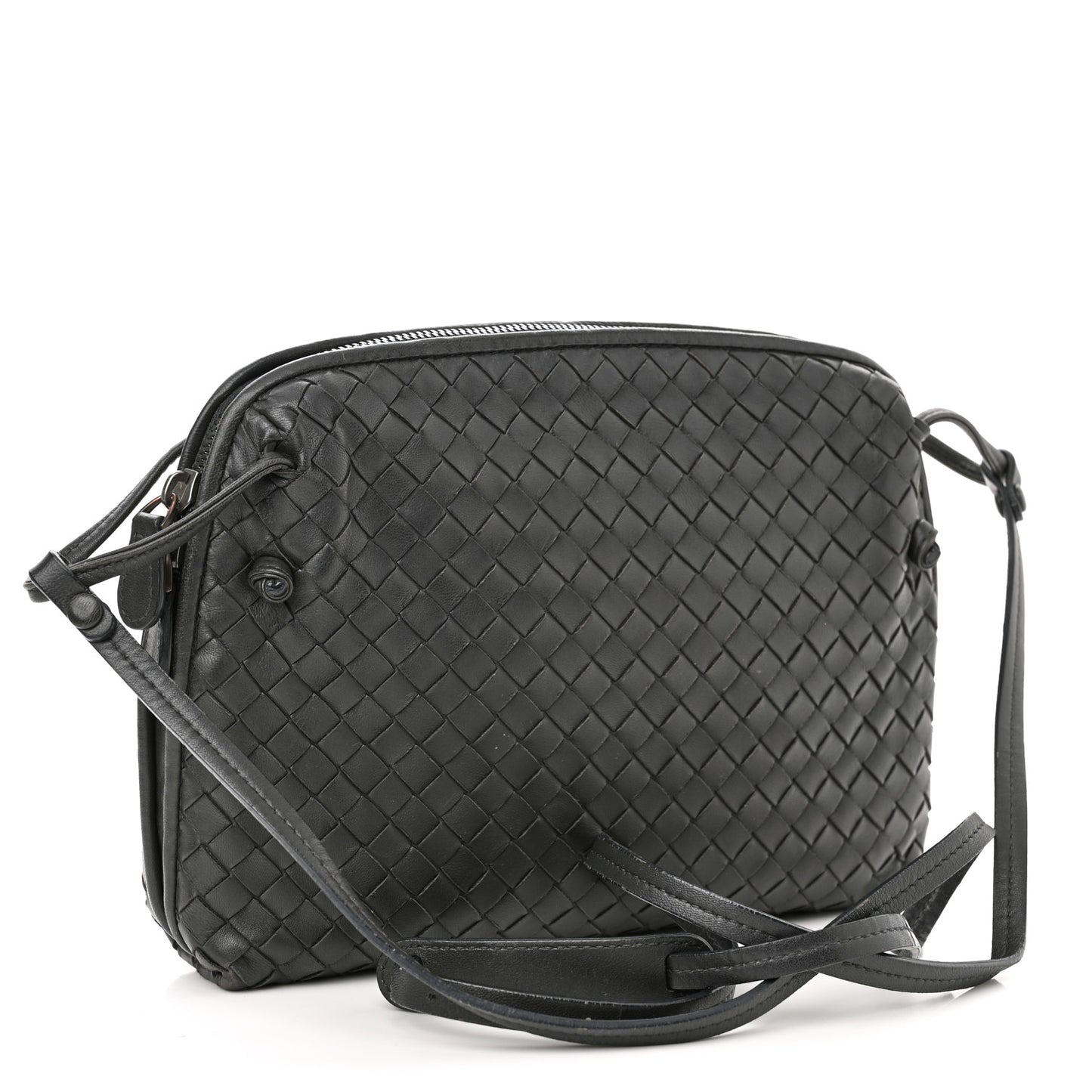 Nappa Intrecciato Pillow Crossbody Messenger Light Grey