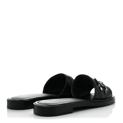 Chanel Shiny Goatskin Quilted CC Mules Sandals 36 Black 4 of 9