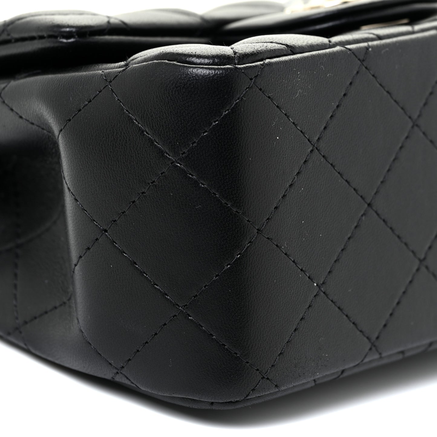 Lambskin Quilted Mini Square Flap Black