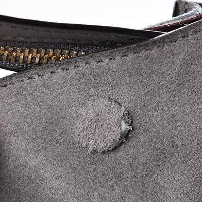 Celine Crocodile Embossed Nubuck Medium Trapeze Grey 10 of 14