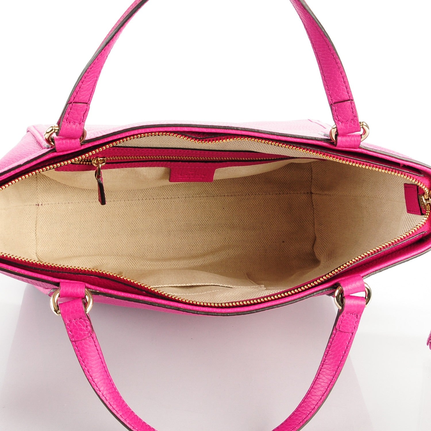 Gucci Pebbled Calfskin Small Soho Top Handle Bag Bright Bougainvillea 5 of 7