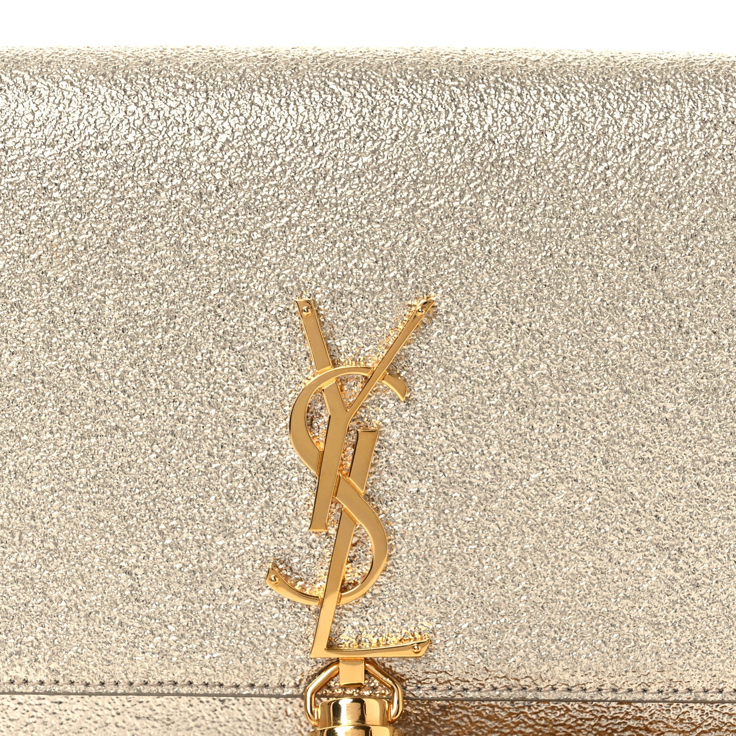 Metallic Calfskin Classic Monogram Kate Tassel Chain Wallet Platine