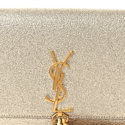Saint Laurent Metallic Calfskin Classic Monogram Kate Tassel Chain Wallet Platine 9 of 14
