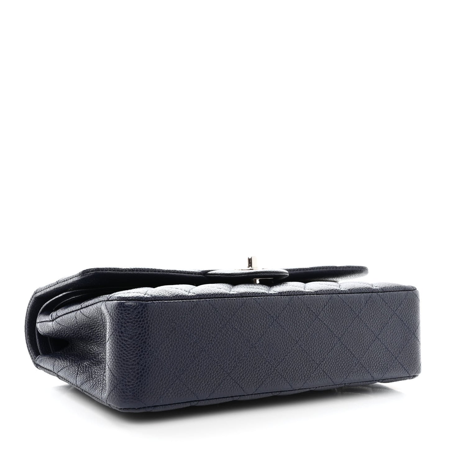 Caviar Quilted Medium Double Flap Navy