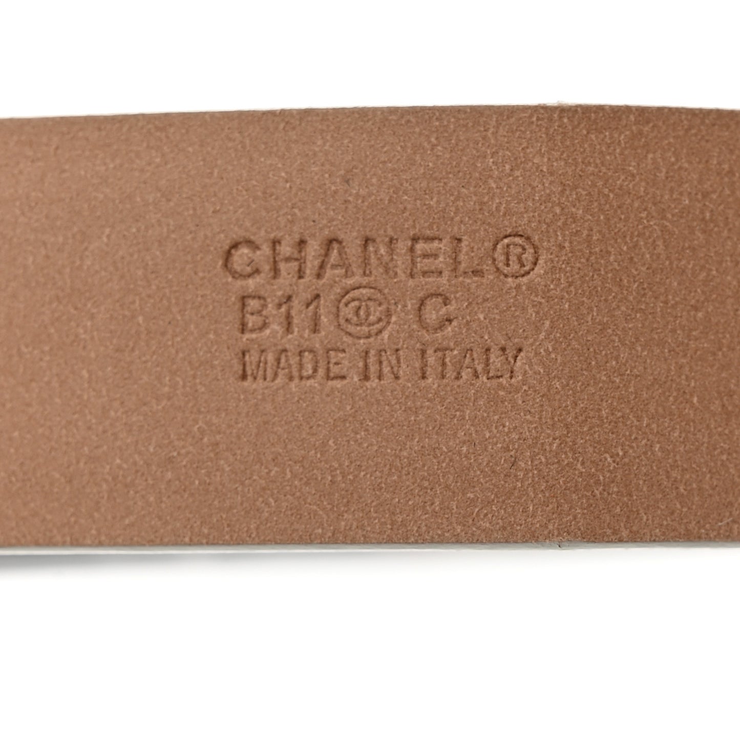 Metallic Calfskin Baguette Crystal CC Belt 85/34 Silver
