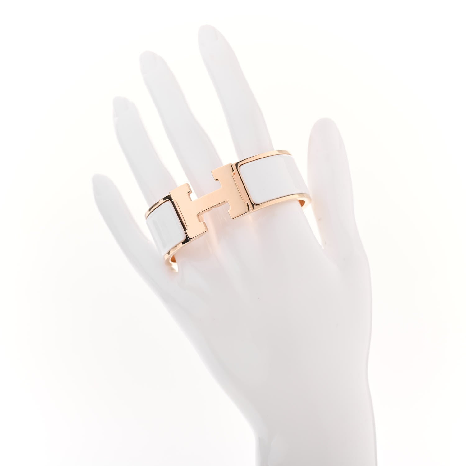 Hermes Enamel Wide Clic Clac H Bracelet PM White 2 of 5