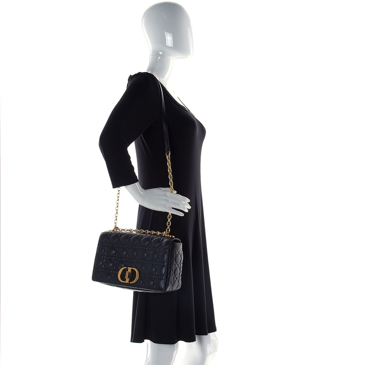 Lambskin Cannage Large Caro Bag Black