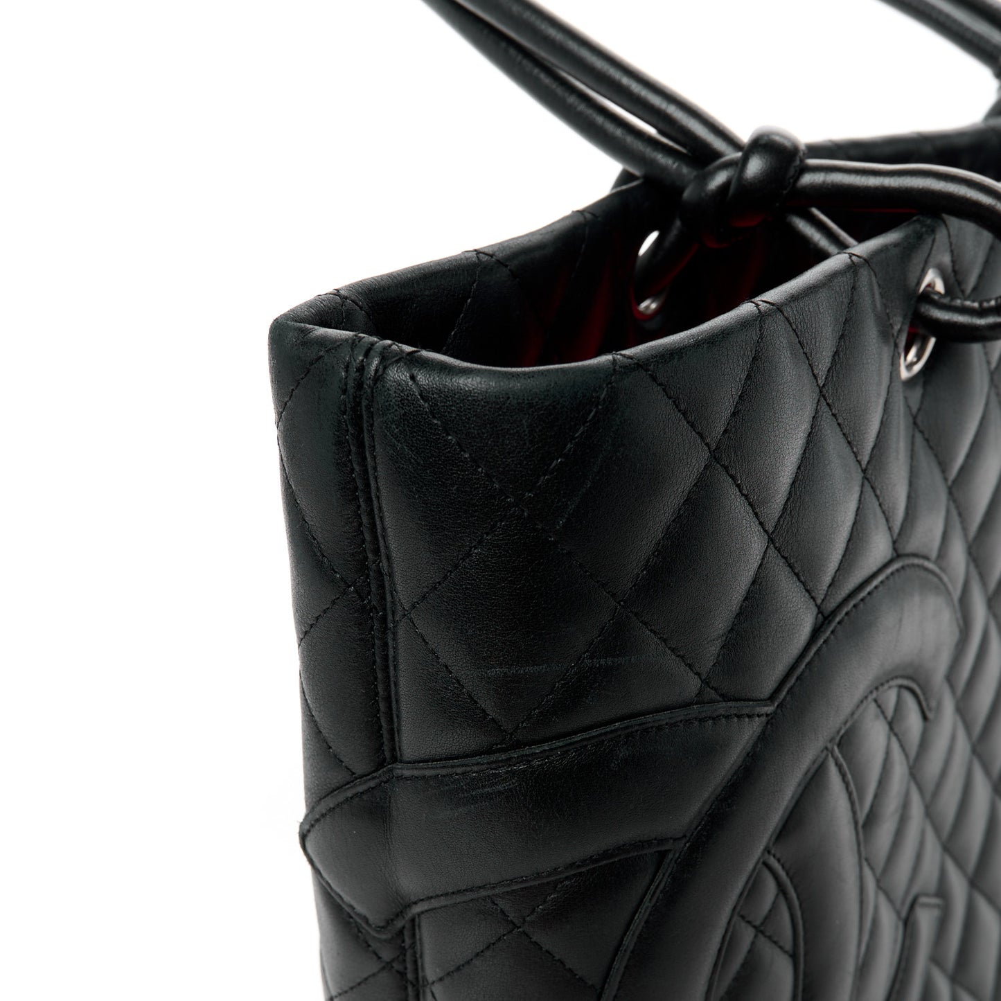Calfskin Quilted Large Cambon Tote Black