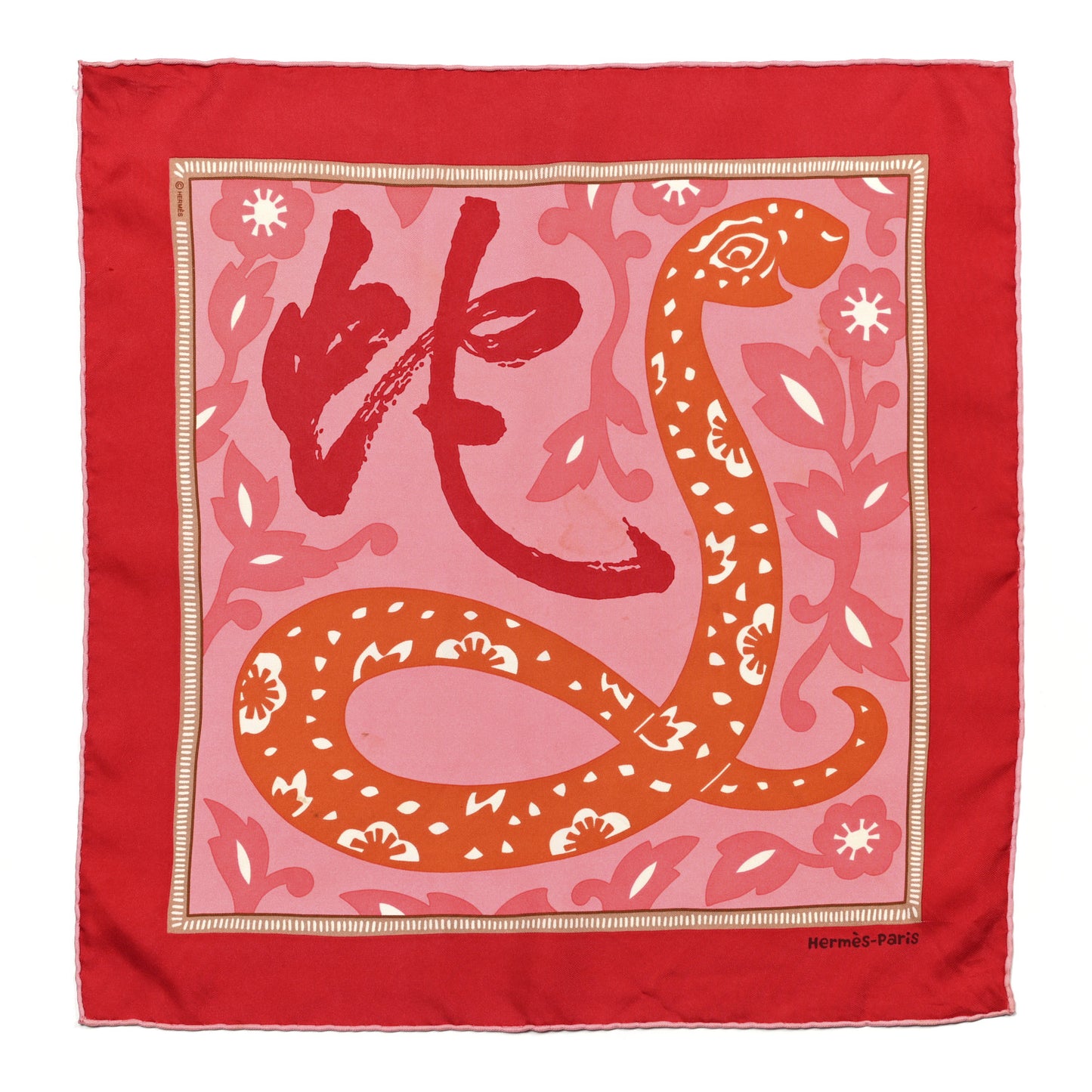 Silk Twill L Annee Du Snake Pocket Square Scarf