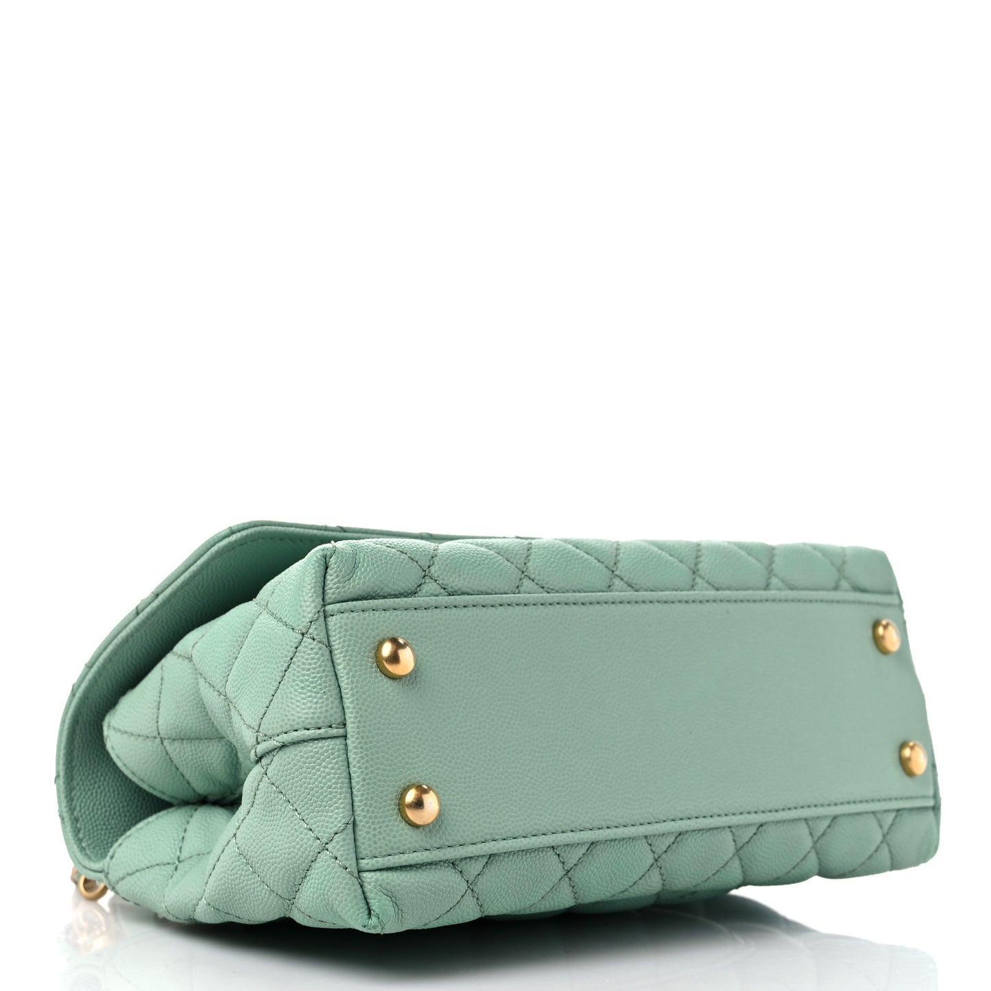 Caviar Quilted Mini Coco Chain Handle Flap Light Green