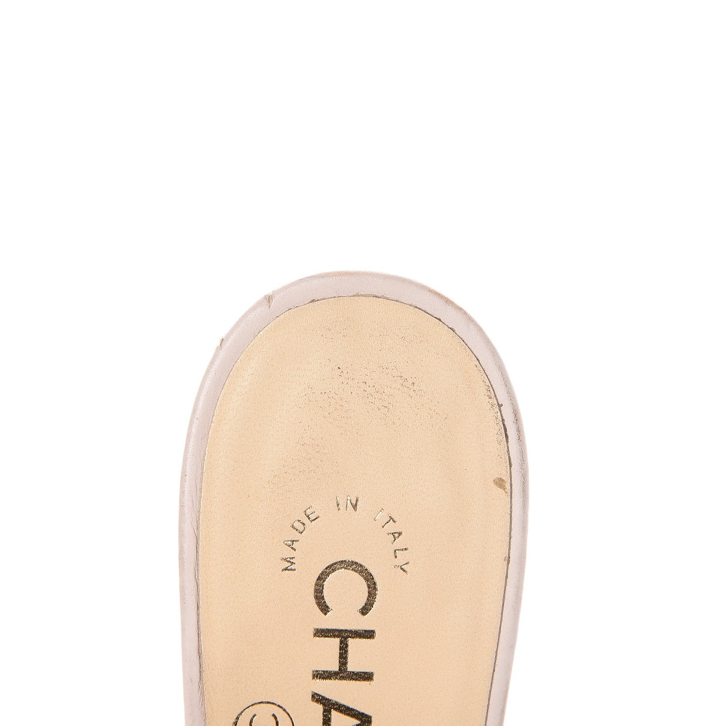 Calfskin Pearl CC Mule Sandals 36 White
