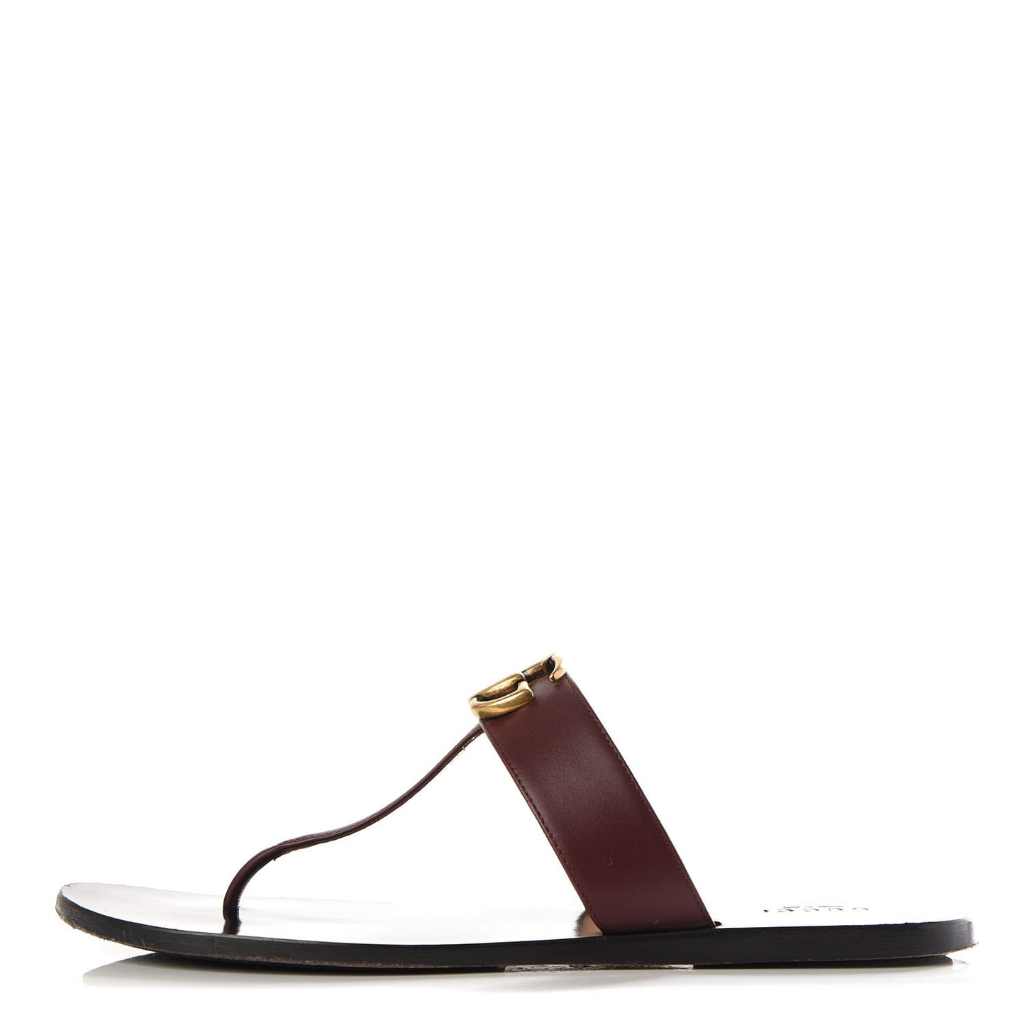 Calfskin GG Marmont Thong Sandals 39.5 Vintage Bordeaux