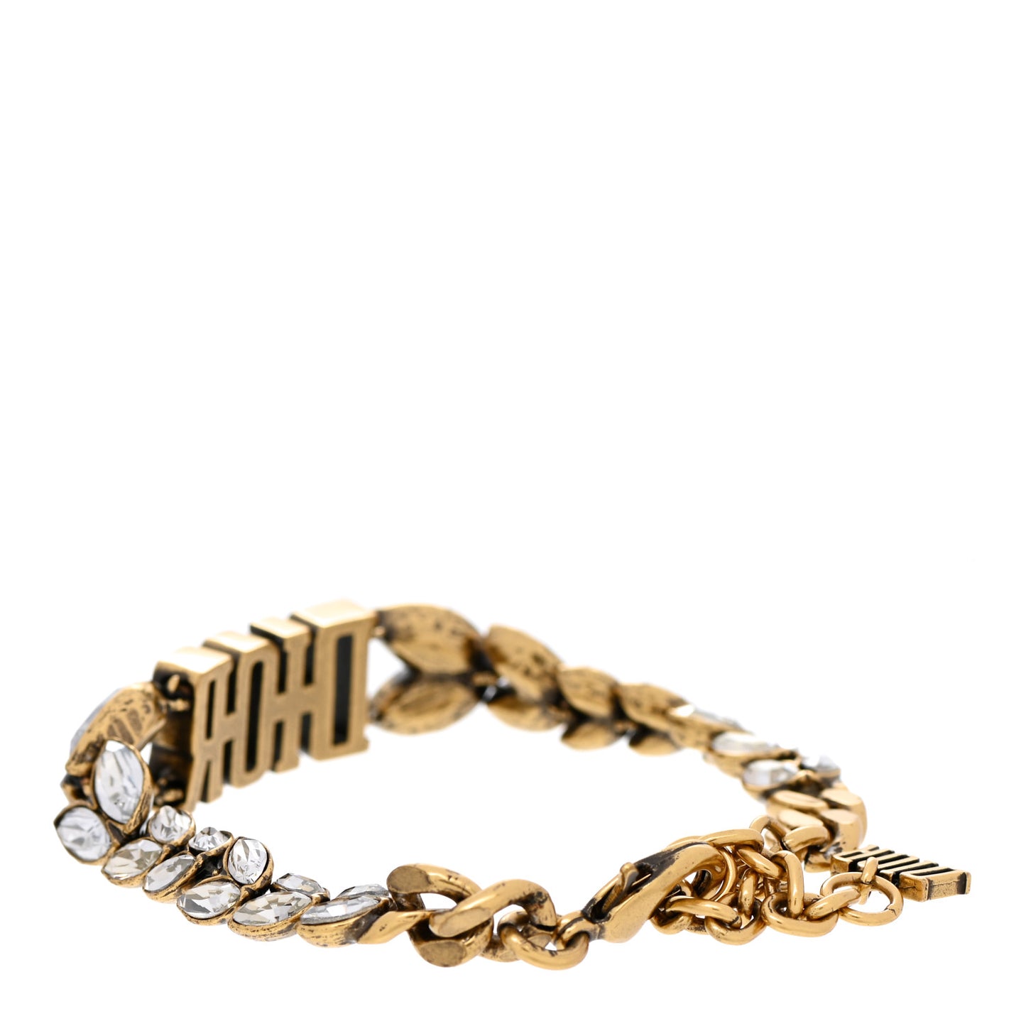 Crystal Metal Logo Dio(r)evolution Bracelet Aged Gold